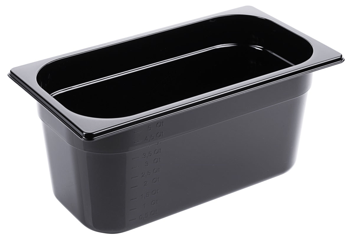 Schwarze GN-Behälter für Gastronomie.