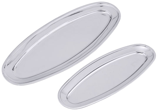 Zwei ovale Edelstahl-Servierplatten