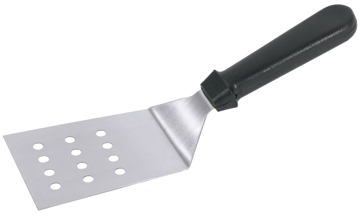 Metallspatel mit Löchern.