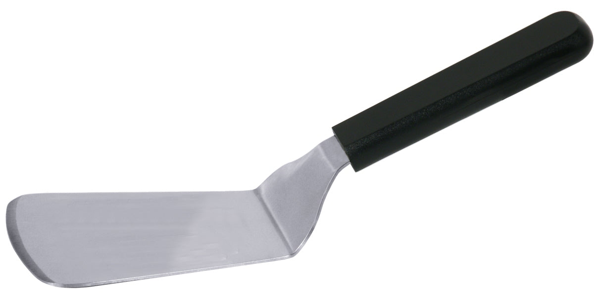 Metallspatel mit schwarzem Griff.