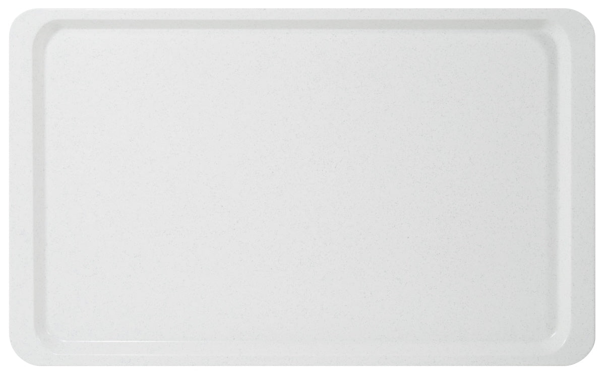 Weißes Tablett für Gastronomiebedarf.