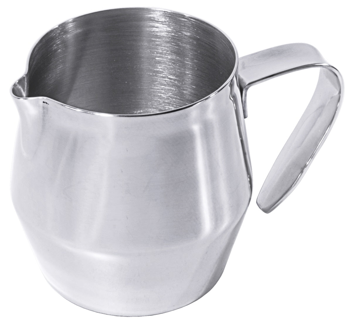 Silberner Milchkännchen aus Edelstahl.
