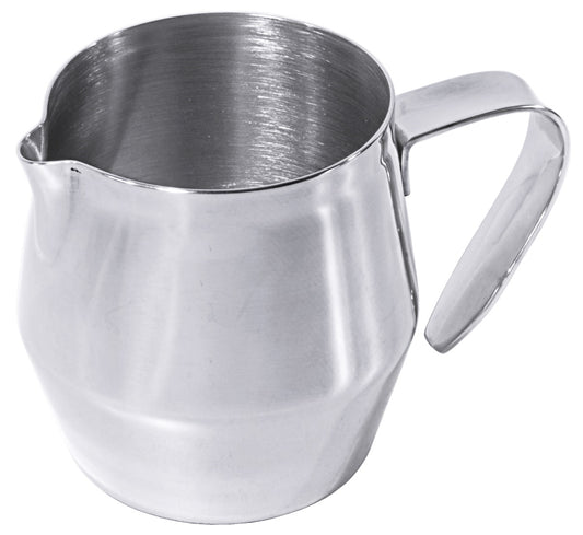 Silberner Milchkännchen aus Edelstahl.