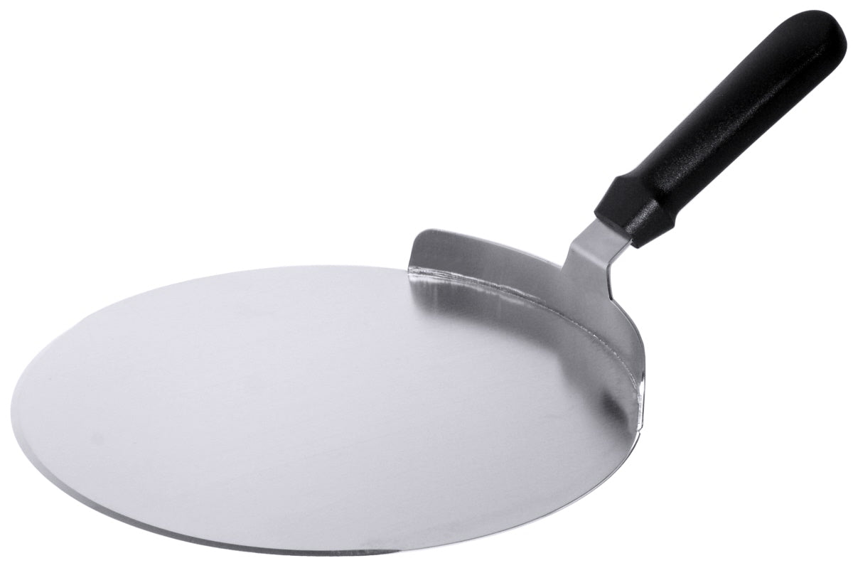 Pizzaschaufel aus Metall mit Griff.