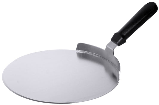 Pizzaschaufel aus Metall mit Griff.