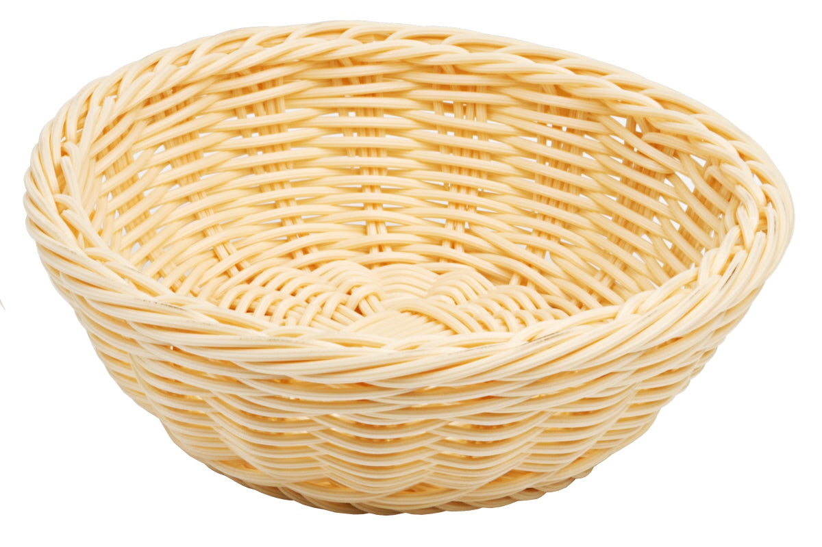 Runder, leerer, geflochtener Brotkorb.