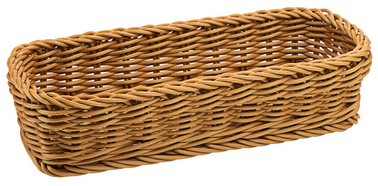 Länglicher geflochtener Brotkorb.