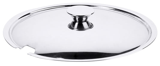 Edelstahl-Topfdeckel mit Aussparung.