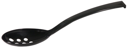 Schwarzer Schaumlöffel mit Löchern.