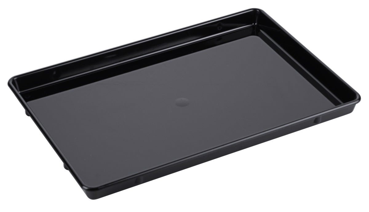 Schwarzes Tablett für Gastronomiebedarf.