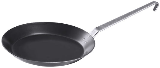 Schwarze Bratpfanne mit langem Griff