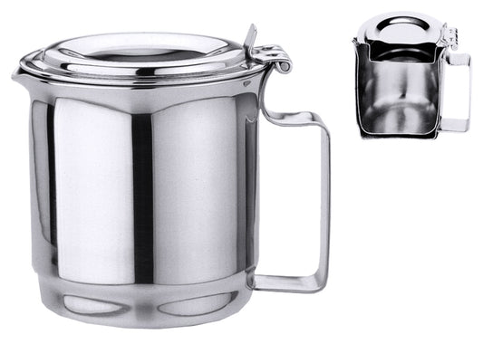 Edelstahl-Kaffeekanne mit Deckel.