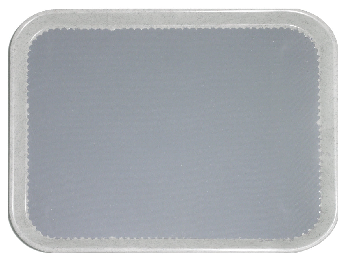 Silberne Aluminium-Schale, rechteckig, leer.
