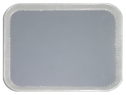 Silberne Aluminium-Schale, rechteckig, leer.