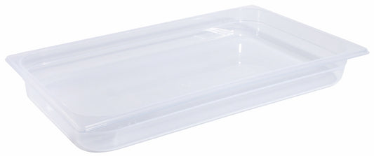 Transparente GN-Behälter aus Kunststoff.
