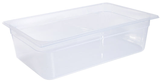 Transparente GN-Behälter aus Kunststoff.