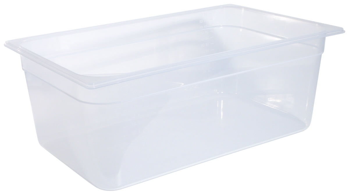 Transparente GN-Behälter für Gastronomie.