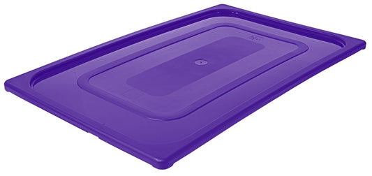 Lila Kunststoffdeckel für GN-Behälter.