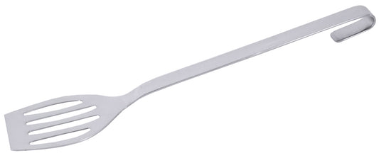 Silberne Suppenkelle aus Metall.