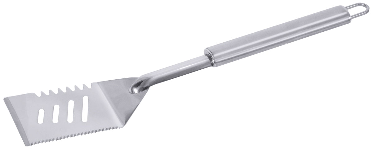 Metallspatel mit gezackter Kante.