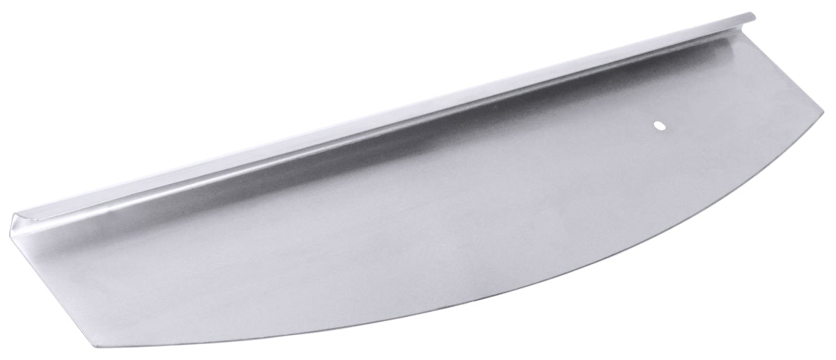 Halbrundes Pizzamesser aus Metall.