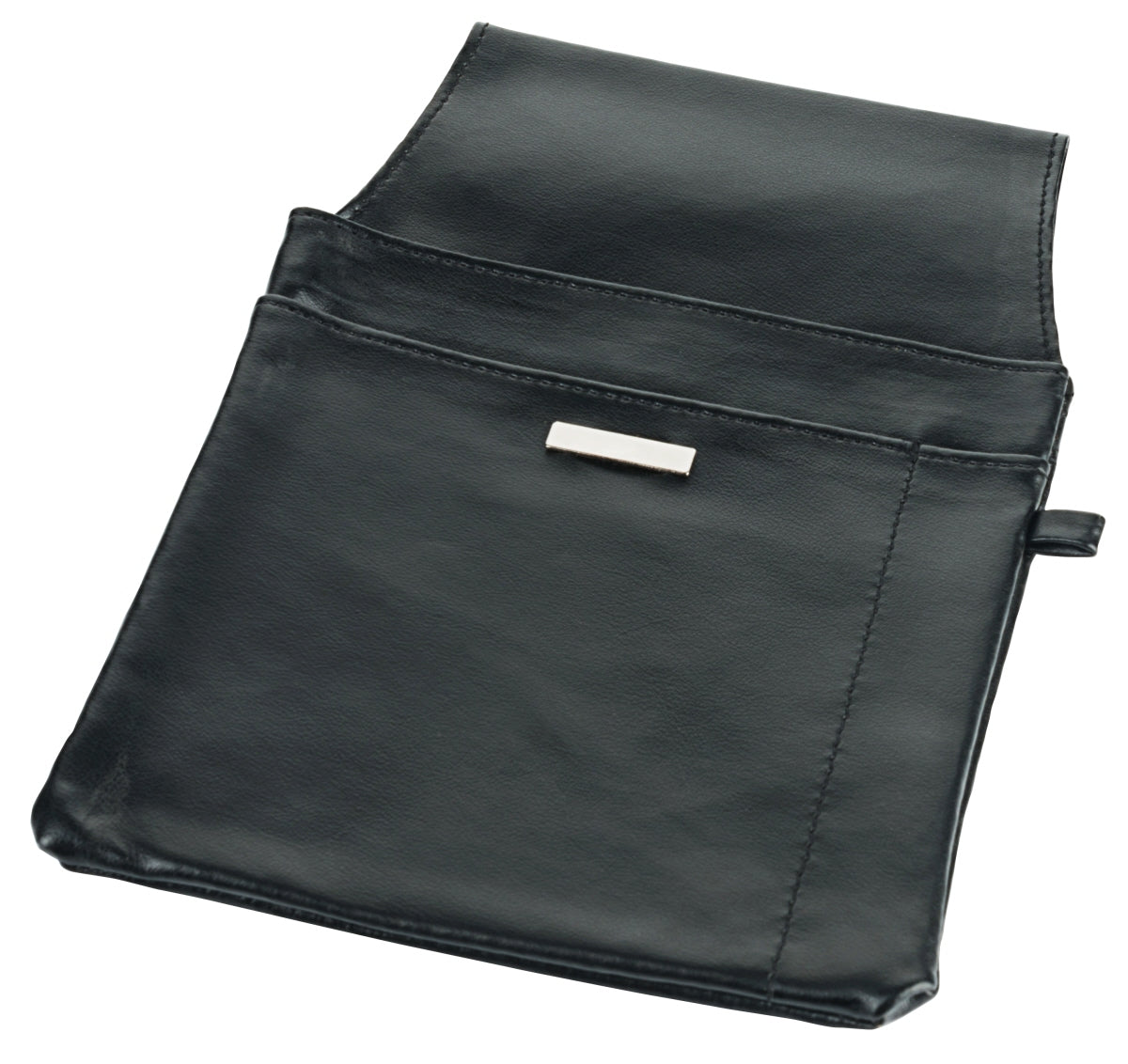 Schwarze Kellnergeldbörse aus Leder.