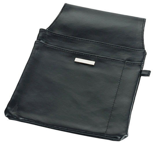 Schwarze Kellnergeldbörse aus Leder.