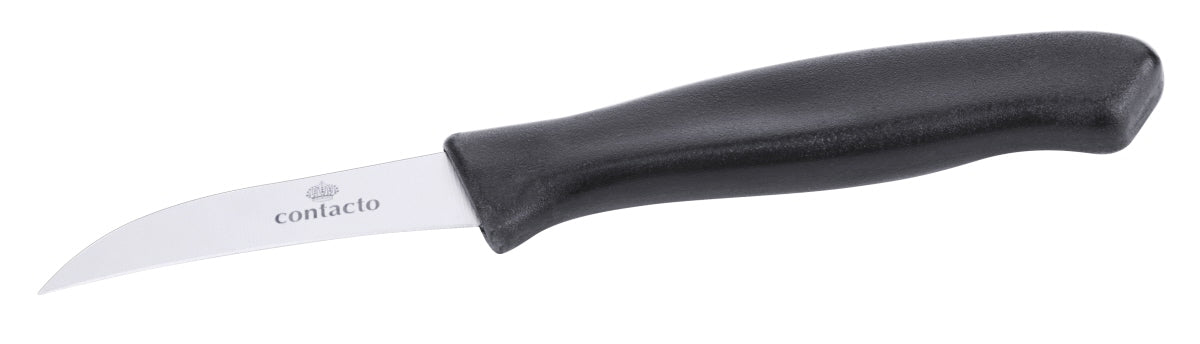 Schälmesser mit schwarzem Griff.