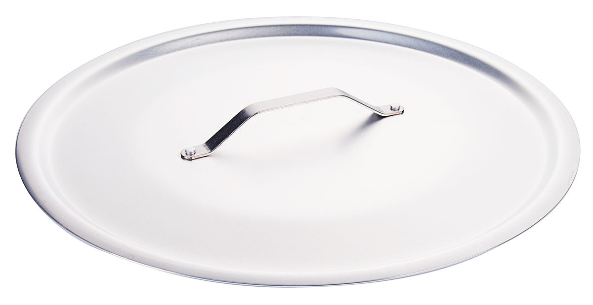 Topfdeckel aus Edelstahl mit Griff.