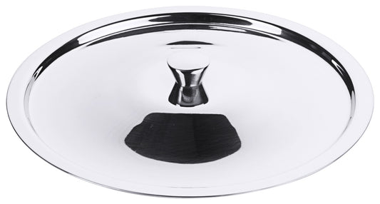 Silberner Topfdeckel aus Edelstahl.