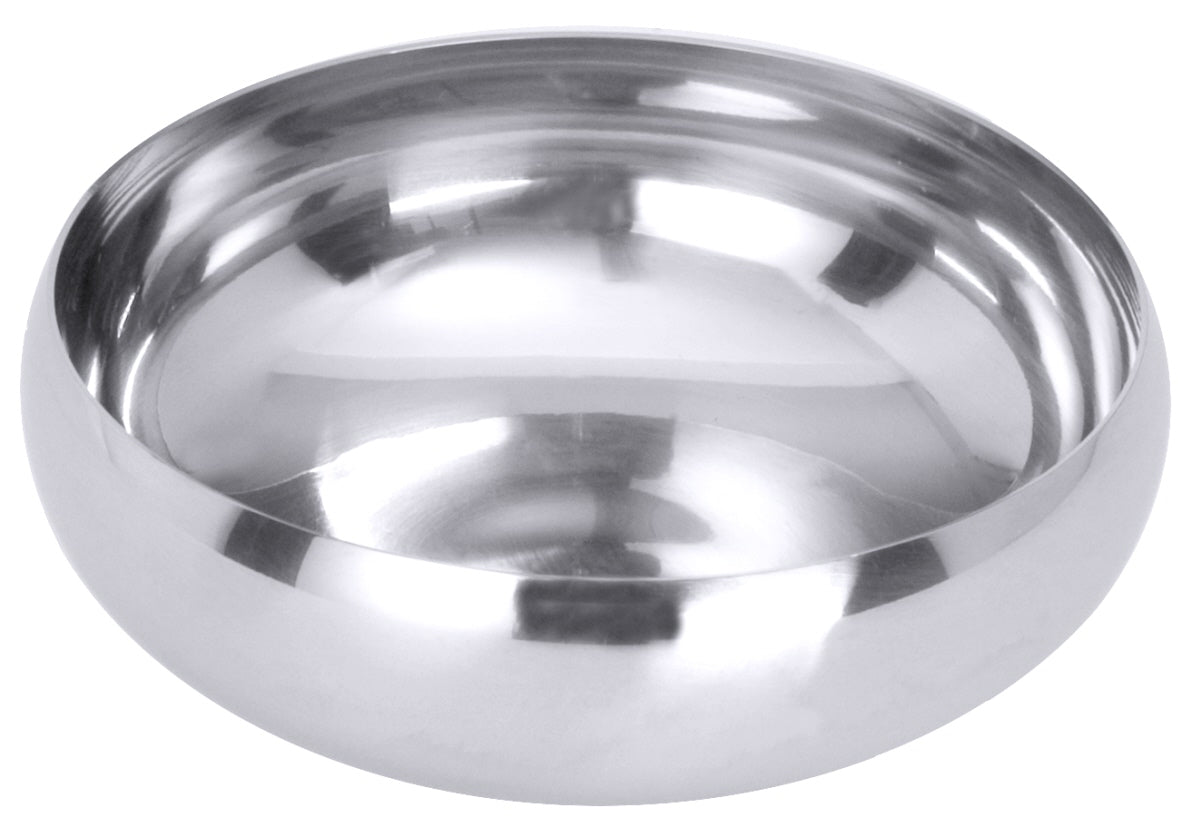 Metallschüssel aus Edelstahl, glänzend.