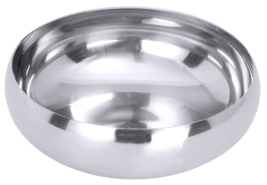 Metallschüssel aus Edelstahl, glänzend.
