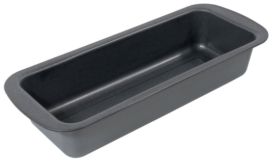 Rechteckige Backform aus Metall.
