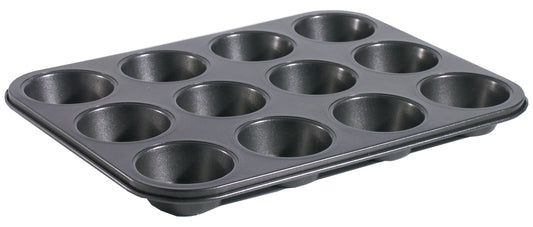Muffinblech mit zwölf Mulden.