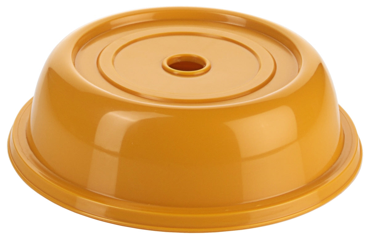 Gelber Speiseglocken-Deckel aus Kunststoff.