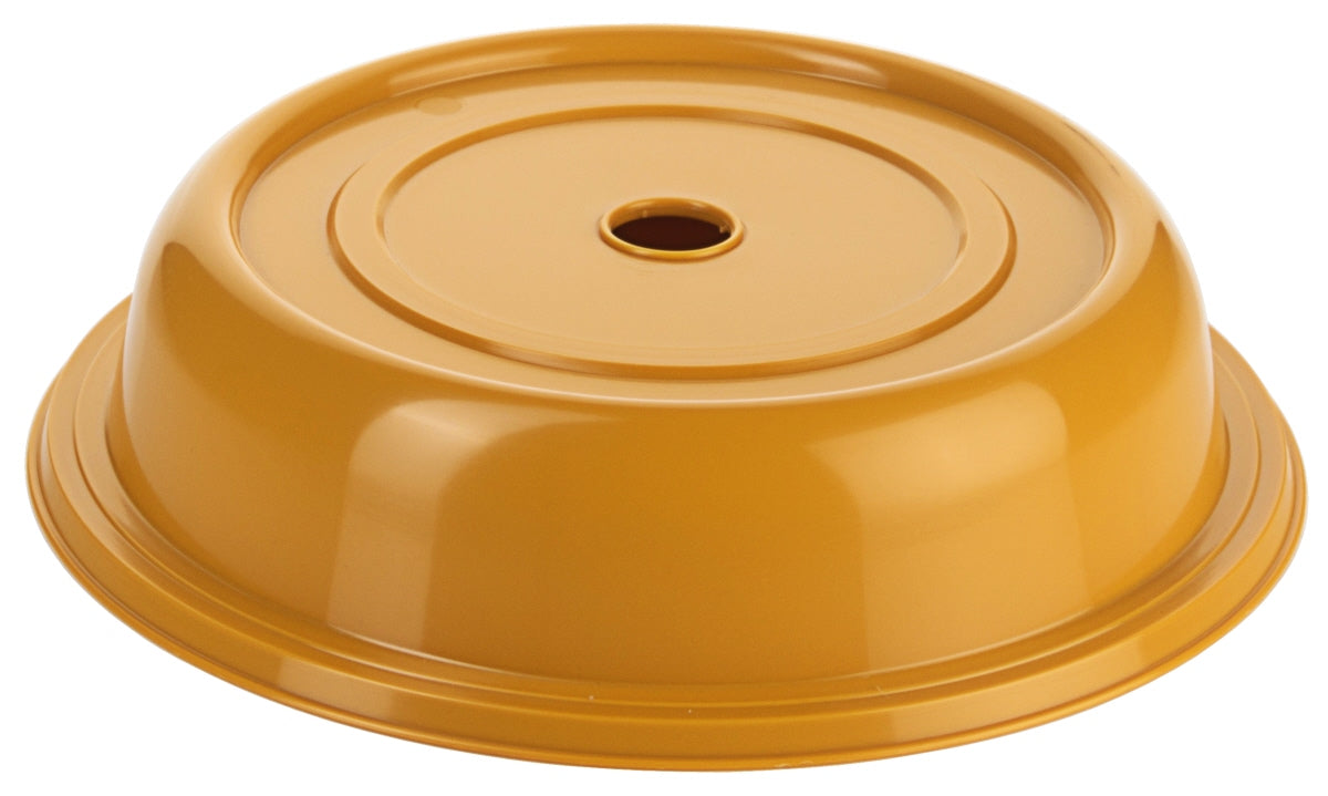 Gelbe Kunststoff-Speisehaube mit Loch