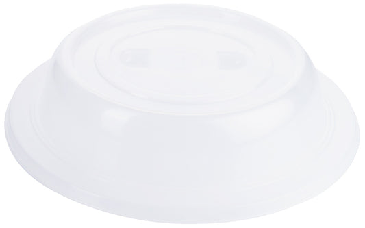 Weiße Kunststoff-Abdeckhaube für Teller.