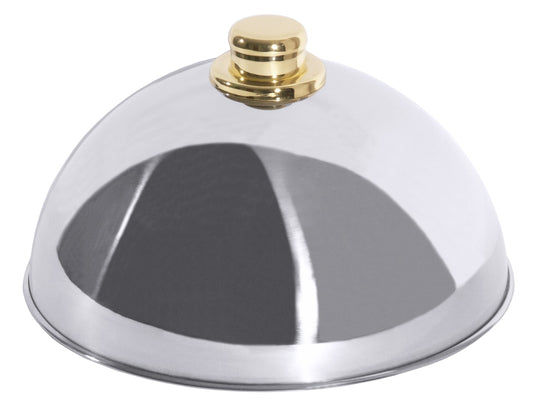 Silberne Cloche mit goldenem Griff.
