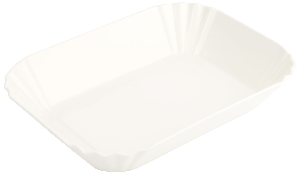 Zwei rechteckige Kunststoffschalen, beige-weiß.