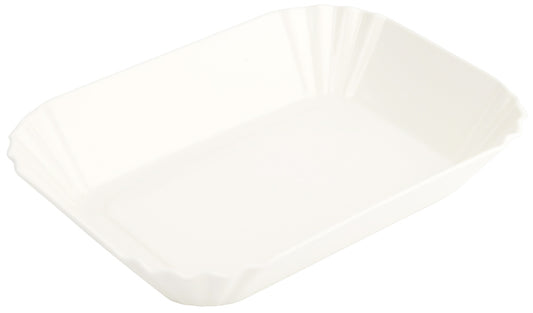Zwei rechteckige Kunststoffschalen, beige-weiß.