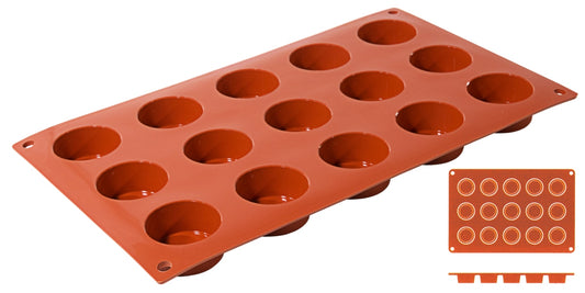 Rote Silikon-Backform mit Mulden.