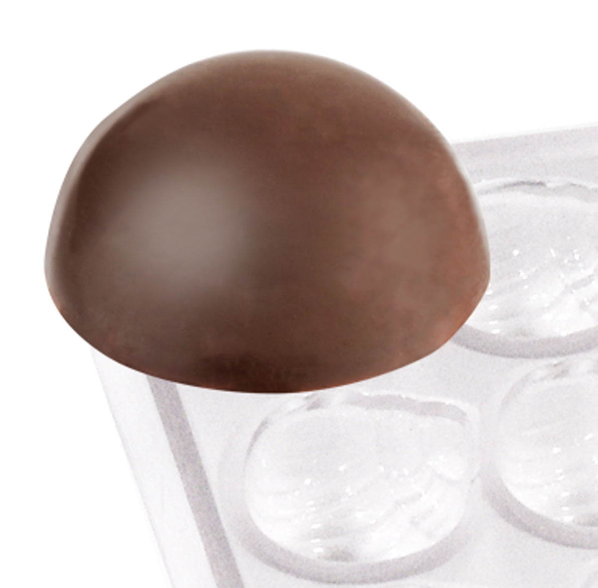 Schokoladenform mit Praline oben.