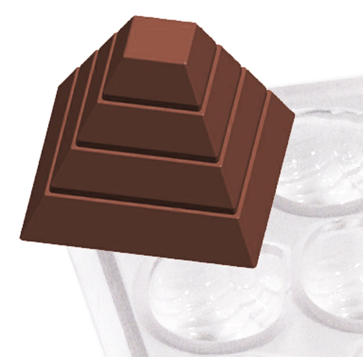 Schokoladenform mit Pyramidenstruktur.