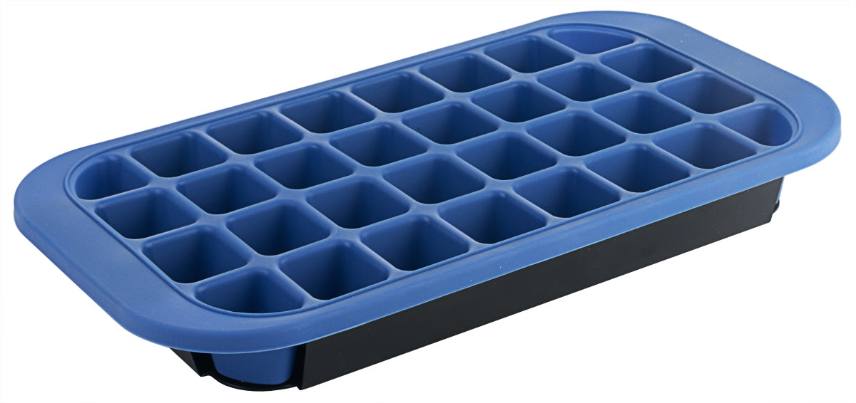 Eiswürfelform aus Kunststoff, blau.