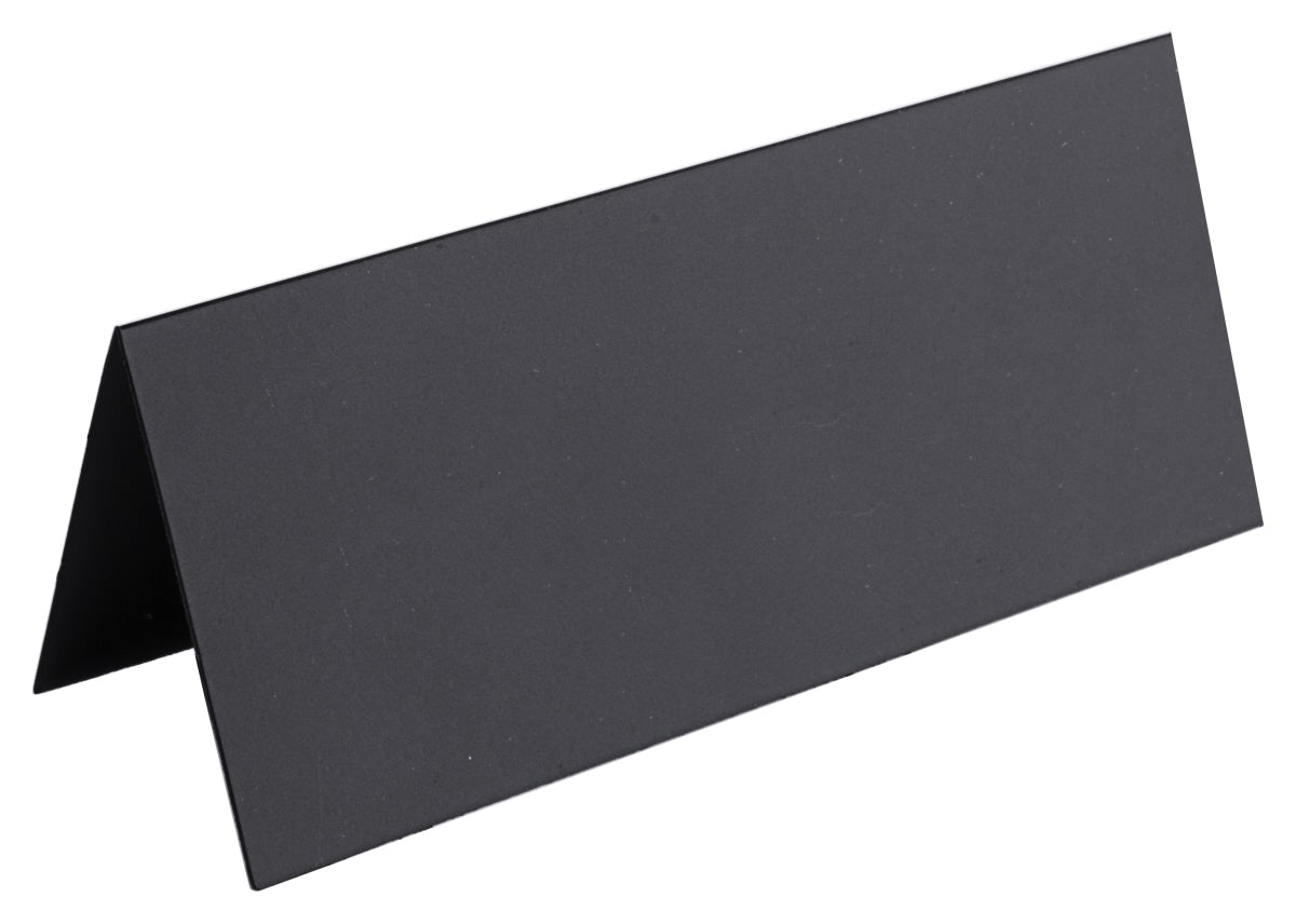 Schwarzes Tischaufsteller-Schild, leer.