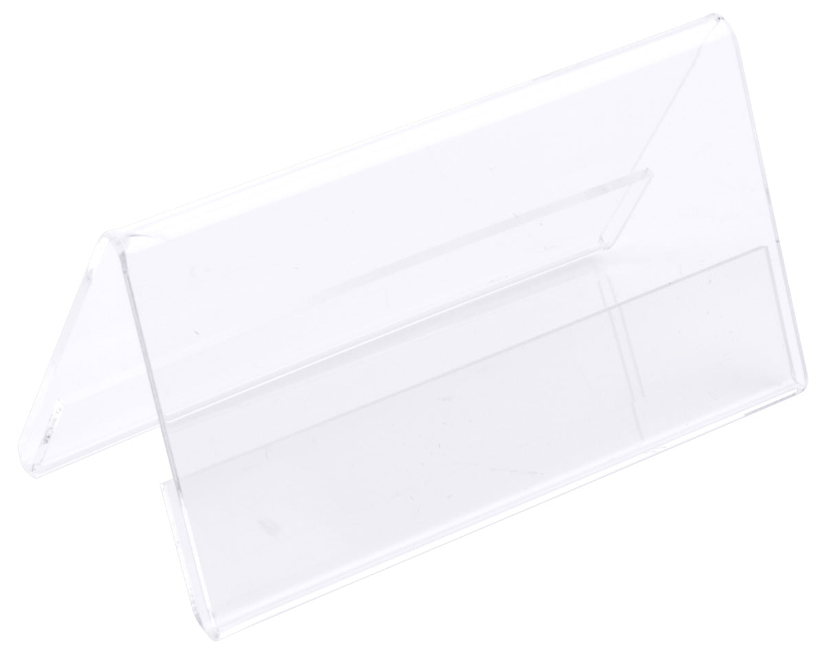 Leerer transparenter Tischaufsteller aus Acryl.