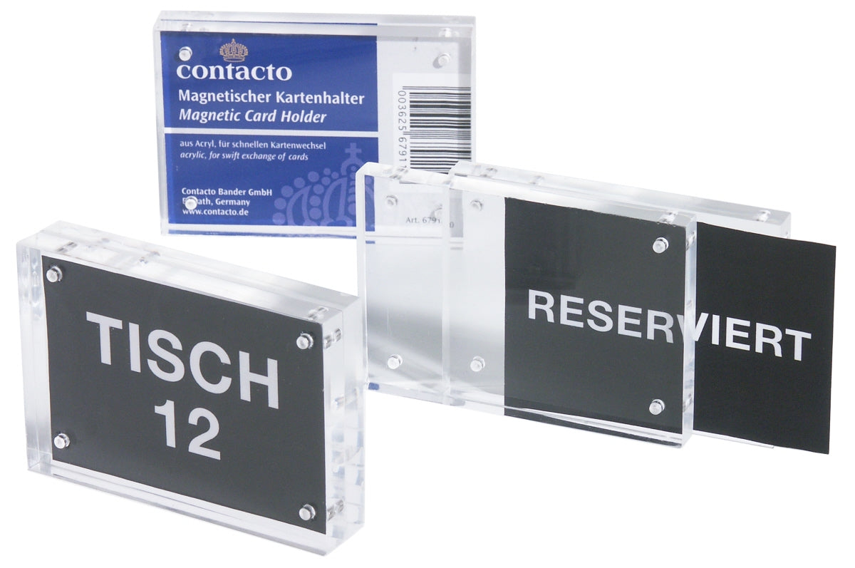Magnetische Kartenhalter für Tische.