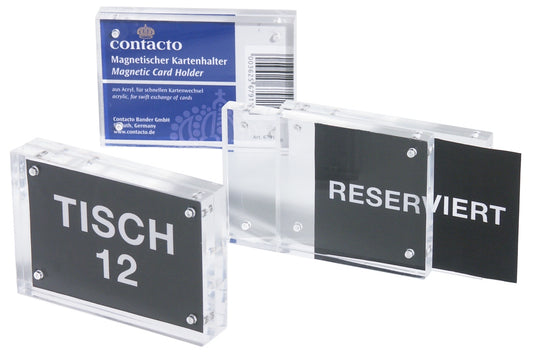 Magnetische Kartenhalter für Tische.
