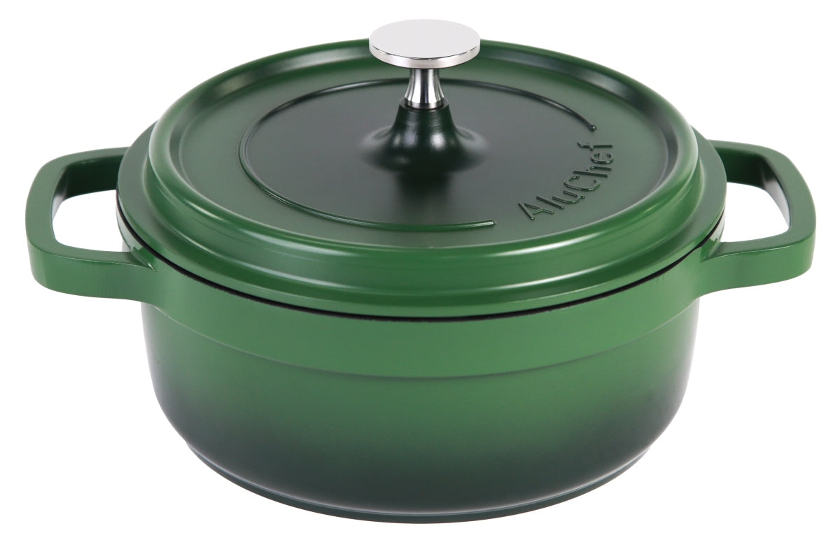 Grüner Gusseisen-Topf mit Deckel