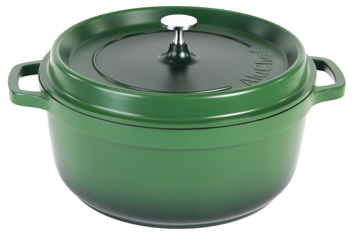 Grüner Gusseisen-Topf mit Deckel